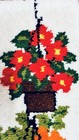 Vintage 70s Potted Flowers Latch Hook Rug Wall Hanging Art Mcm Xl 48  X 16   