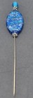 Gorgeous Royal Blue Czech Glass Hat Pin Clear Rhinestone Rondell Silvertone Caps
