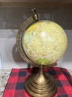 Vintage Globe Made In India  Approx 16 Inches Tall Brass