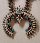 Vintage Navajo-style Zuni Squash Blossom Necklace