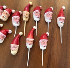 20 Vtg Christmas Cupcake Picks Toppers Baking Cake Santa Snowman Tree 50s 60s