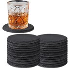 24 Pcs Slate Drink Coasters Bulk   4 Inch Round Black Rustic 24pcs-round 4 Inch