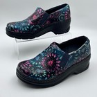 Klogs Naples Clogs Women 6 5 Blue Pink Floral Patent Leather Slip Resistant Work