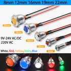 Led Indicator 8 12 16 19 22mm Waterproof Metal Pilot Dash Light Panel Lamp Ac dc