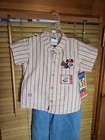 Nos New Vintage 80s 90s Mickey Disney 2 Pc Outfit Set Shirt Pants Toddler 4t