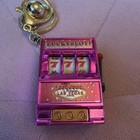 Lucky Slot Las Vegas Mechanical Slot Machine Keychain Pink Casino Collectible