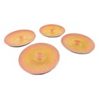 Pink   Gold Peacock Feather Glass Charger Plate Decorative Dining Plate Set Of 4