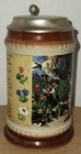 Vintage German Lidded Beer Stein     Detailed Tavern town Scene