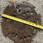 Africa Round Wood Relief Big 5 Animal Wall Art Carving Safari Handcarved 13   
