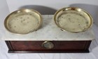 Antique Balance Scale By Henry Troemner  Marble Top  Brass Bowls  Carved Base