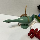 Vintage Lot Of 4 Wooden Mini Christmas Tree Ornaments Fiddle Goose Elf Horse