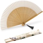 Folding Hand Fan Silk Bamboo Brown Chinese Japanese Dance Cosplay Wedding Women