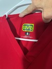Ave Scrub Top Size S Red V-neck Pockets Short Sleeve