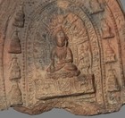 Tibet 1400s Old Antique Buddhist Clay Tsa Tsa Buddha Statue Ten Stupas Akshobya