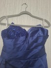 Size 6 Blue Formal Dress Wedding Prom High Slit Corset Back