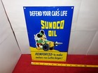 Vintage  sunoco Oil  Mickey Mouse W  Cannon 12  Metal Gasoline Sign Walt Disney