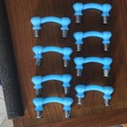 Set Of 8 Antique Light Blue Opaline   Opalescent Glass Hexagonal Bridge Drawer