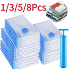 1-8pcs Vacuum Bag And Pump Cover For Clothes Storing Large Plastic Compression E