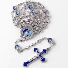 Catholic Town Virgin Mary Centerpiece Medal Rosary W 4mm Rose Shaped Metal Beads
