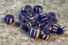20 Original Cobalt Blue False Chevron Glass Trade Beads Huron Indian 1800 s