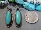 1970s Navajo Circle Jw Usa Turquoise Sterling Silver 1 5 8  Earrings Signed