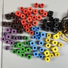 Vintage Wood Painted Colorful Beads Blocks Toy Stringing Necklace Learning