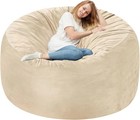 Elegant 6ft Dark Beige Memory Foam Bean Bag Chair - Cozy Indoor Seating Solution