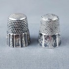 Antique Waite Thresher Sterling Silver Thimbles Pair  Early Star Hallmark Size 9