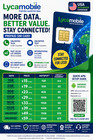 Lycamobile  15 Plan Preloaded 1gb 30-day 3-in-1 Sim Card Unlimited Talk Text