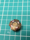 Vtg Vfw Veterans Of Foreign Wars Color Screw Back Gold Tone Lapel Pin