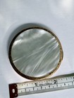 Vintage 1950s Faux Mother Of Pearl Powder Compact Mirror Brass Tone Vanity Case