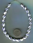 African Trade Beads Vintage Antique Venetian Old Glass Oval White Blue Spiral