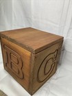 Vintage Solid Wood Square Toy Box A B C Alphabet Rocking Horse Hinged Small