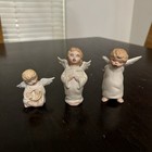 Vintage Naughty Angels Ceramic Figurines Set Of 3 50s Kitsch Christmas Porcelain