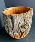 Hand Turned Rustic Weathered Timber Wood Bowl Artist Signed