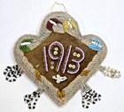 Antique Iroquois 1913 Tri-lobe Native American Beaded Pin Cushion Leaves Design