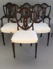 Antique 6 Stickley Dining Room Chairs Shield   Sheaf Back With White Leatherette