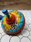 Vintage Tin Spinning Top Toy Ohio Art Graphics 50s-60s Dog Car Mouse Chase Works