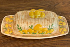 Vintage Retro 70s Mushroom Ceramic Butter Dish Hand Painted