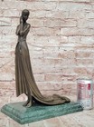 Bronze Art Deco Lady Figurine Signed J Erte Elegant Female Statue Decor