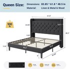 Allewie Queen Size Bed Frame  Storage Headboard With Queen  Drark Grey 