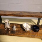 Vintage Condiment Set  English Silver Plated 8-piece  cobalt Blue Glass Liners 