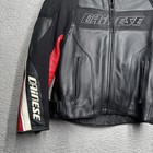 Dainese Men   s 52 Leather Armored Black  red Motorcycle Riding Jacket W  Lining