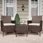 3-piece Outdoor Patio Furniture Set  Wicker Chair   Soft Cushions W coffee Table