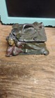 Antique Art Nouveau Bronze Lady Embossed  Jewelry Trinket Container