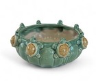Vintage Majolica Pottery Climbing Turtles Planter Green Glazed Pot Patio Decor