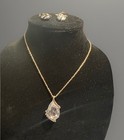 Gold Tone Clear Crystal Cz Necklace And Earrings Fashion Bridal 