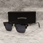 Chrome Style Black-silvery Semi-rimmed Dark Lens Sunglasses Women Men Eyewear