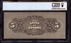 1901 Banco De Sonora Mexico 5 Pesos Obsolete Remander Note Pcgs B Gem 66 Ppq