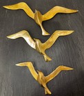 Set Of 3 Brass Seagulls Flying Birds Wall Hanging Mid Century Modern Mcm Vintage
